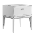 Modern Wooden Bedside Table With Woven Drawer Panel And Slim Legs Design