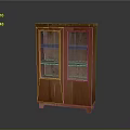Wooden Storage Cabinet With Glass Doors And Shelves For Home Living Room