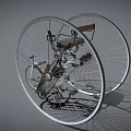 Vintage Tricycle Design Featuring Large Wheels Small Front Wheel Seat Chain And Headlight