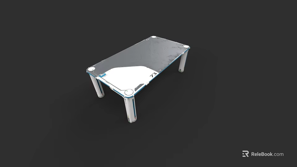 Modern Office Desk Featuring Transparent Glass Top And Sleek Metal Legs 3d model 