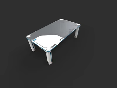 Modern Office Desk Featuring Transparent Glass Top And Sleek Metal Legs 3d model