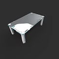 Modern Office Desk Featuring Transparent Glass Top And Sleek Metal Legs