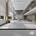 Modern Spacious Office Reception Lobby With Comfortable Curved Sofas And Large Bright Windows