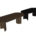 Modern Black And Wooden Dining Tables With Oval Tops And Solid Legs 3d model