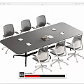 Sleek Modern Conference Table With Black Surface And Comfortable Office Chairs 3d model