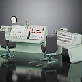 Advanced Industrial Control Panel System With Operator Chairs Display Screens And Instruments
