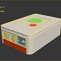White Electronic Device With Orange Circles Red Base And Multiple Ports 3d model