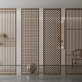 New Chinese-style Partition Hollow-out Carved Partition Chinese-style Lattice Screen 3d model