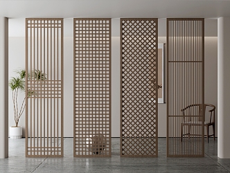 New Chinese-style Partition Hollow-out Carved Partition Chinese-style Lattice Screen 3d model