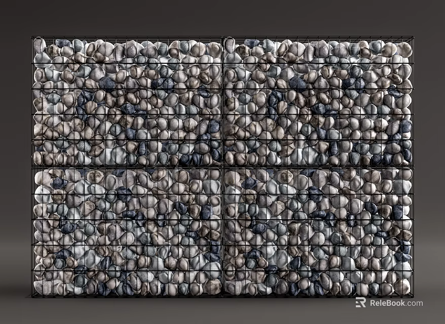 Building Exterior Wall With Natural Pebble Cladding And Textured Design 3d model