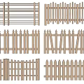 Various Styles of Wooden Railings with Different Designs for Outdoor Garden Fence