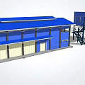 Construction Site Temporary Blue Container Building Featuring Two Story Structure And Stairs 3d model