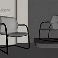 Modern Designer Office Chairs With Mesh Backrest And Silver Metal Frame 3d model