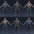 Multiple Male Characters In Vintage Outfits 3d model