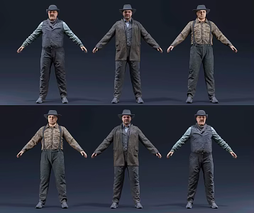 Modern West Crowd Denim Characters Wild West Crowd Denim Characters West Denim American Denim Characters 3d model