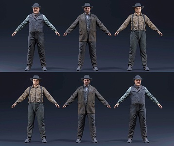 Modern West Crowd Denim Characters Wild West Crowd Denim Characters West Denim American Denim Characters 3d model