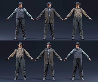 Modern West Crowd Denim Characters Wild West Crowd Denim Characters West Denim American Denim Characters 3d model