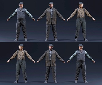 Modern West Crowd Denim Characters Wild West Crowd Denim Characters West Denim American Denim Characters 3d model