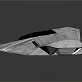 Futuristic Geometric Concept Aircraft With Metallic Surface And Blue Accent Lights