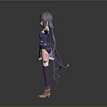 Cat Ears Green Eyes Game and Movie Character With Long Purple Hair Purple Pink Dress