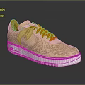 Golden Stylish Sneakers With Orange Laces And Patterned Design On White Sole