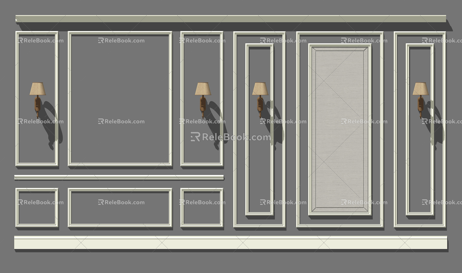 Simple European Line Wall Modeling Line Combination 3d model