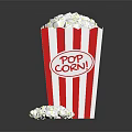 Corn Plant Popcorn in Red White Striped Box with Scattered Kernels 3d model