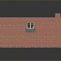 Red Brick Commercial Building With Multiple Storefronts Arched Windows And Flat Roof 3d model