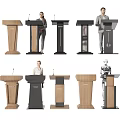 Functional Podium In Various Styles Wooden And Black Finishes With Human Figures For Presentations