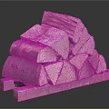 Neatly Stacked Split Wood Logs Showing Natural Texture On Wooden Base