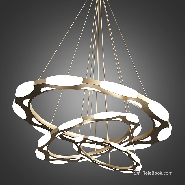 Unique Shaped Pendant Light With Circular Rings And Modern Metallic Design 3d model