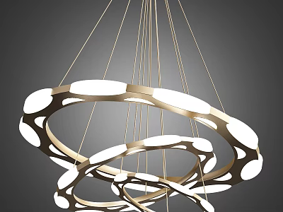 Unique Shaped Pendant Light With Circular Rings And Modern Metallic Design 3d model