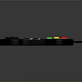 Black Electronic Remote Control With Colorful Red Yellow Green Blue Buttons And Connected Cable