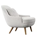 Light Gray Upholstered Accent Chair With Throw Pillow And Wooden Legs