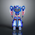 Blue Mechanical Robot Character Design With Red White Armor And Details