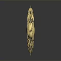 Artistic Golden Metallic Sculpture With Intricate Interlaced Patterns And Central Sphere