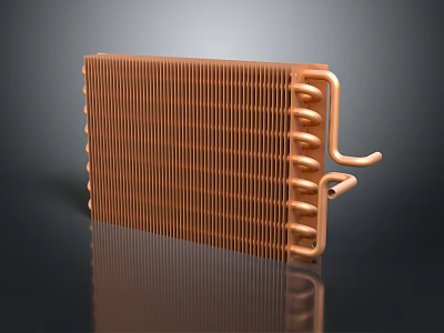 High-Quality Copper-Colored Automotive Radiator with Fins and Tubes for Vehicle Cooling System 3d model