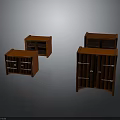 Wooden Furniture Storage Set With Cabinets Drawers And Glass Doors Design