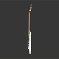 Electric Guitar Musical Instrument And Art Tool With White Body And Wooden Neck