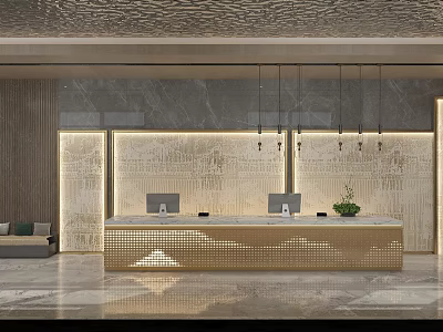 New Chinese Front Desk Apartment Lobby Front Desk 3d model
