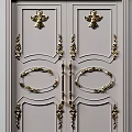 Elegant Classic Interior Double Doors With Carved Panels Metal Handles And Decorative Details