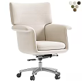 Modern Beige Desk And Chair Set With High Back Armrests And Silver Swivel Base