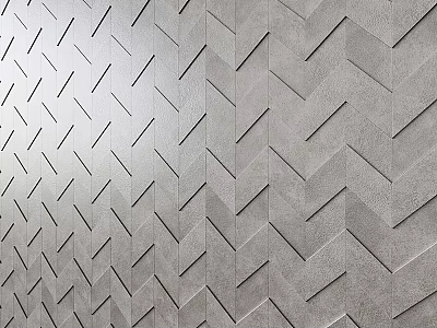 Gray Herringbone Pattern Wall Components With Textured Surface For Modern Design 3d model