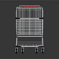 Durable Metal Shopping Cart With Red Handle And Wheels Retail Equipment For Shopping