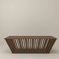 Elegant Brown Wooden Coffee Table Featuring Modern Vertical Slats Design 3d model