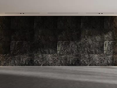 Dark Textured Stone Background Wall Design With Rustic Panels And Natural Interior Texture 3d model