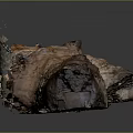 Ancient Architectural Ruin Component With Rock Texture Arch Structures Weathered Appearance 3d model