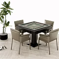 Modern Mahjong Table and Chair 3d model