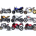 Collection of Assorted Motorcycle Models with Different Colors and Stylish Designs