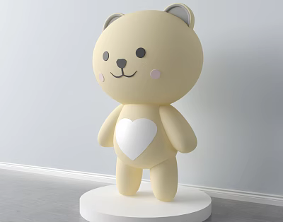 Adorable Yellow Bear Doll With White Ears Pink Cheeks And Heart On Chest 3d model Adorable Yellow Bear Doll With White Ears Pink Cheeks And Heart On Chest 3d model